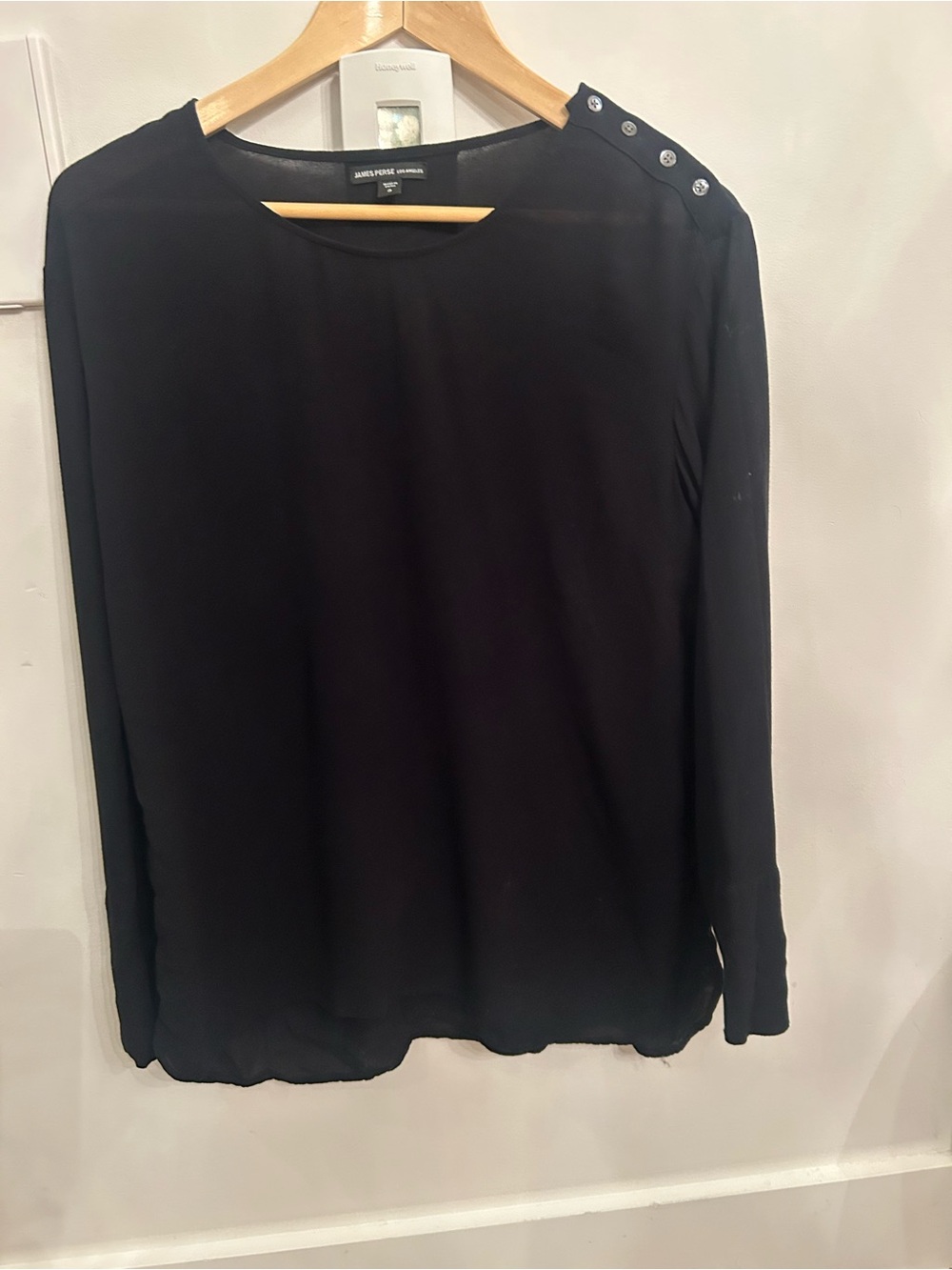 James Perse Black Long-Sleeve Button Detail Blouse